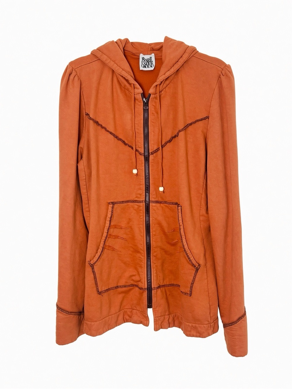 Prairie Underground Organic Cotton Full Zip Hoodie XXL Rust Made in USA Tall